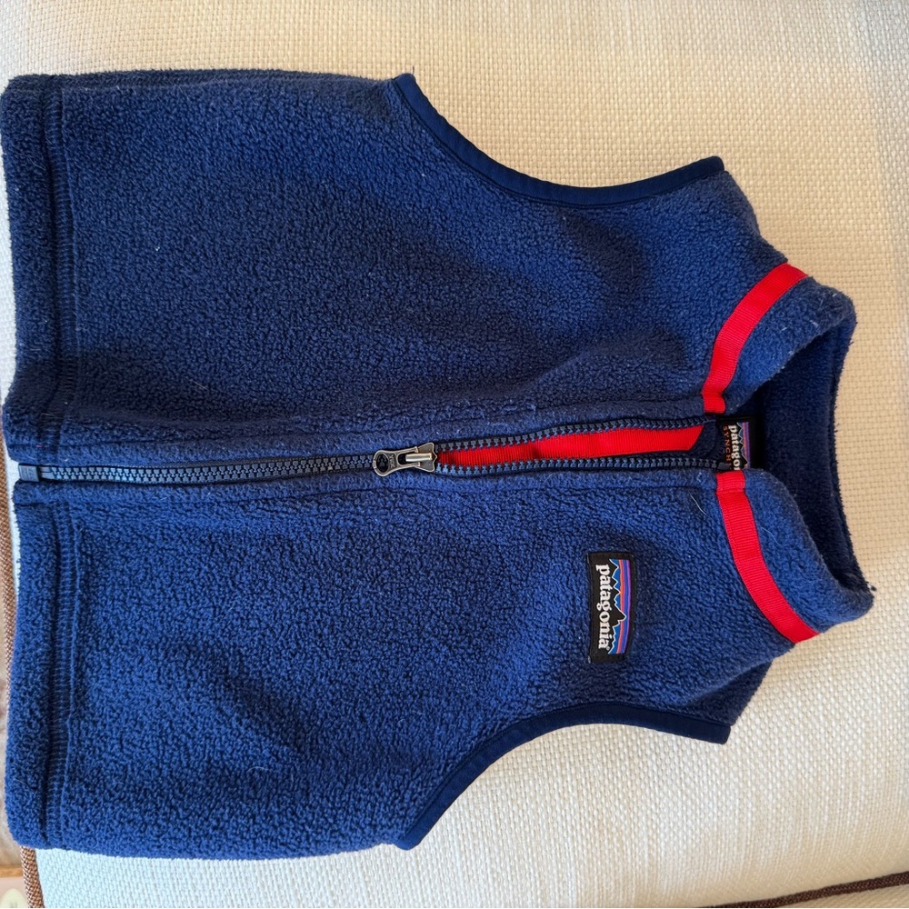 Patagonia Navy Fleece Vest with Red Accents